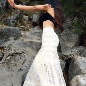 White long lace skirt